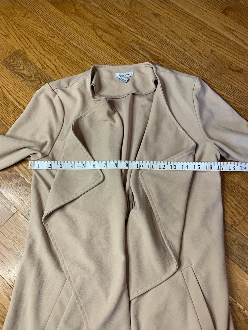 ReVamped Beige Drape Front Trench Coat Jacket Small S/P - Picture 9 of 12